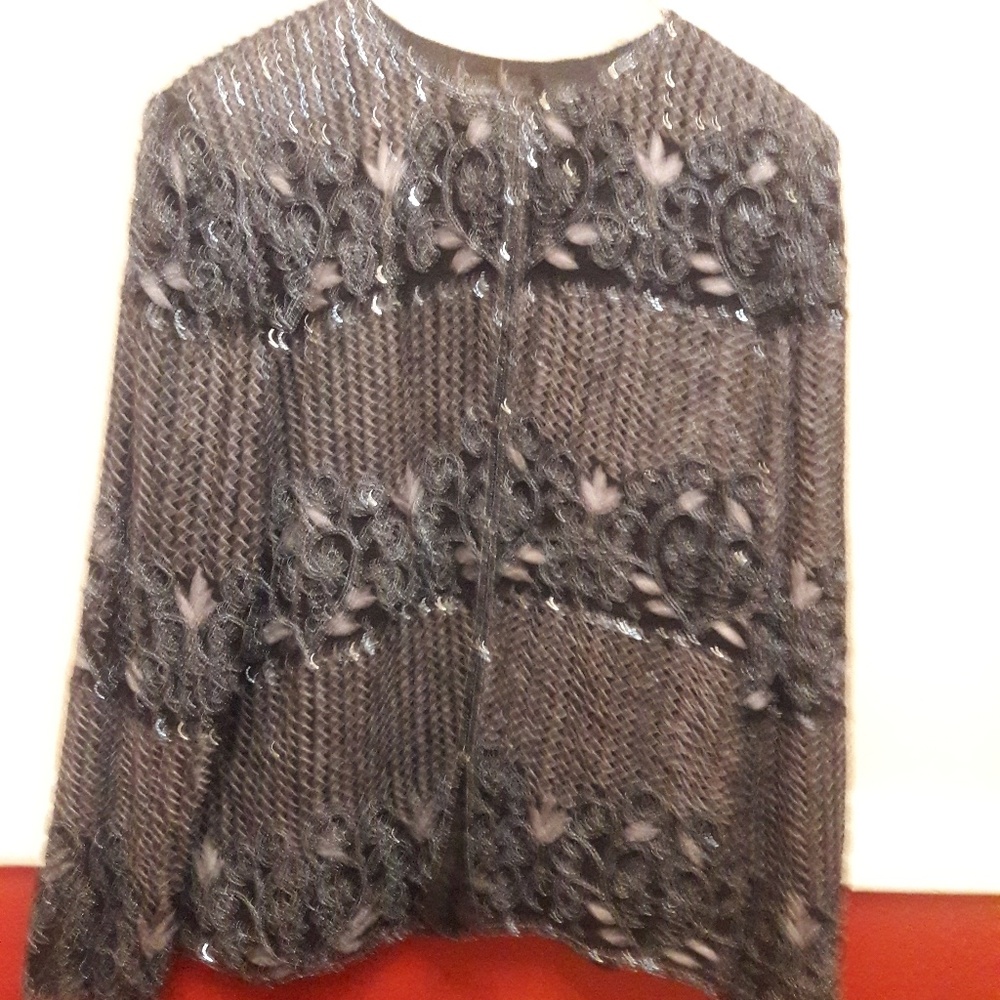Vintage charcoal and gray beaded jacket